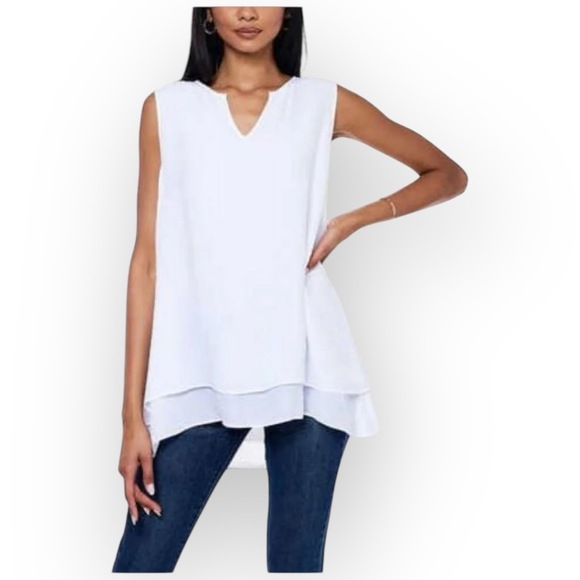 NWT Cristina B Sleeveless Layered Top – Pure White – Size XXL - Picture 3 of 4